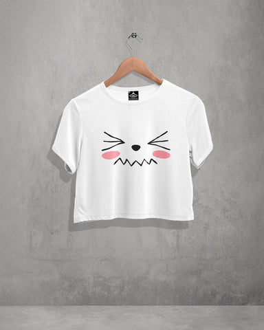 IRRITATED FACE REACTION Premium Cotton Crop-Top