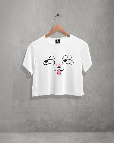 SILLY FACE REACTION Premium Cotton Crop-Top