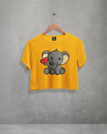 CUTE BABY ELEPHANT Premium Cotton Crop-Top.