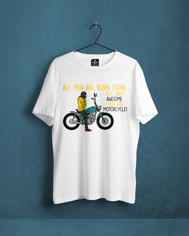 BIKER'S WHITE Unisex Premium Cotton T-shirt